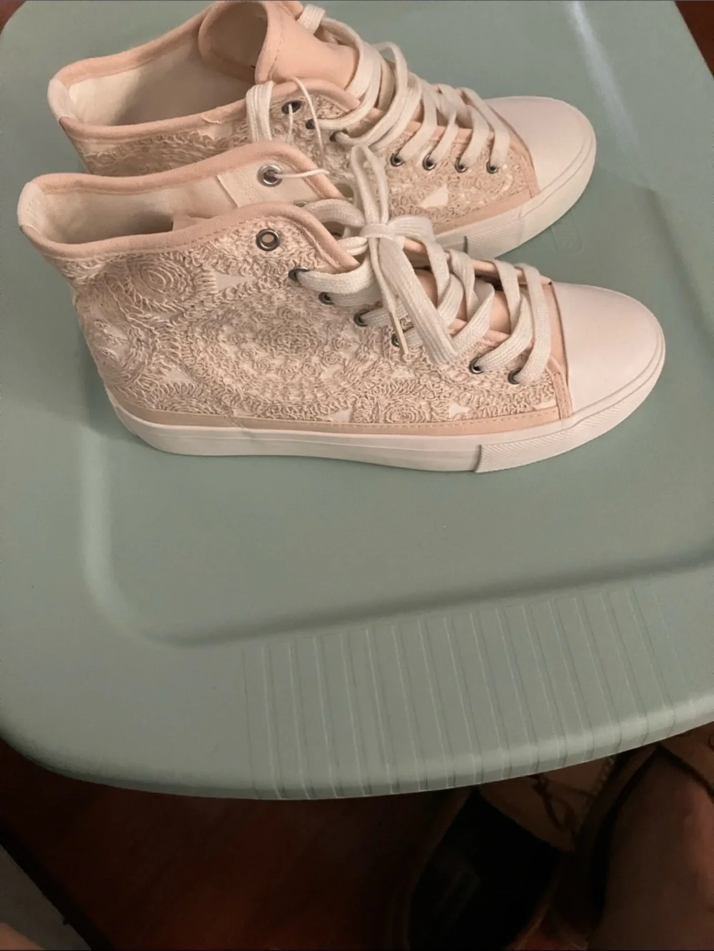 American Eagle Outfitters Blush Pink High-Top Lace-Up Sneakers